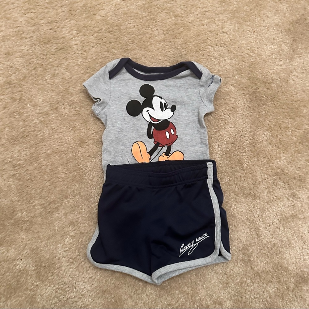 Disney Mickey onesie and shorts